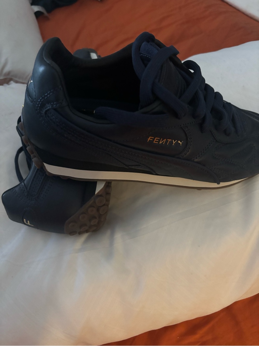 Fenty Beauty Men's Dark Navy Leather Sneakers with White Midsole